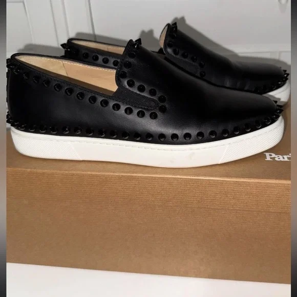 Christian Louboutin Black Studded Slip-Ons studded - Picture 2 of 6